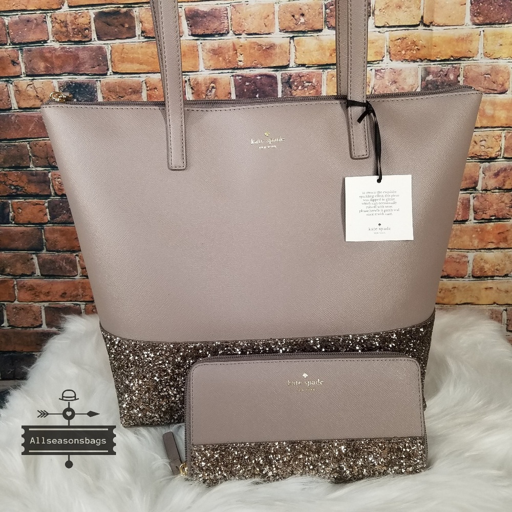 Kate spade LARGE Penny tote & wallet grey SET - Picture 7 of 7